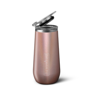 Champagne Flute | Glitter Rose Gold | 12oz